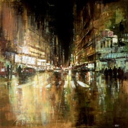 Landscape By Night by Paolo Fedeli - Original Painting on Box Canvas sized 47x47 inches. Available from Whitewall Galleries